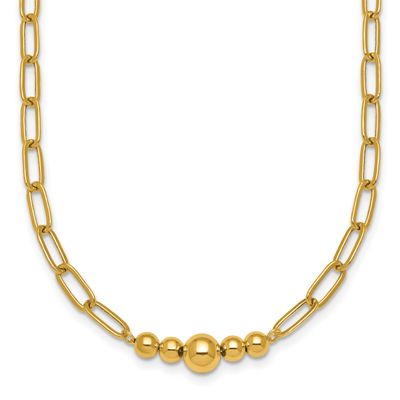 Beaded 18 Inch Paperclip Necklace 14k Gold Polished, MPN: SF3272-18, UPC: