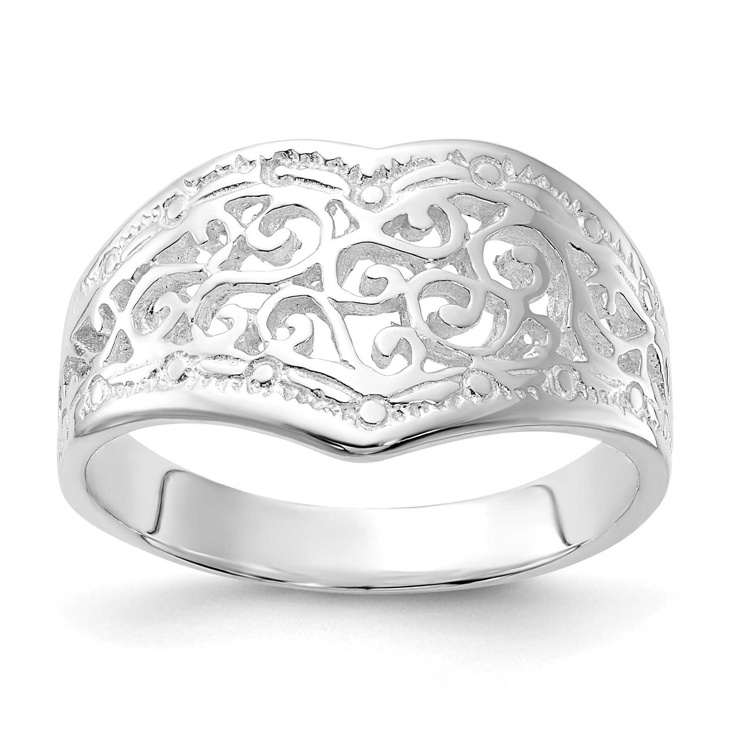 Heart Swirl Design Ring Sterling Silver Polished, MPN: QR370, UPC: 883957251608