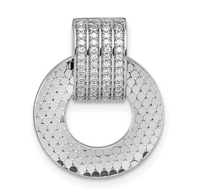 Plated CZ Textured Moveable Reversible Circle Pendant Sterling Silver Rhodium-Plated, MPN: QG7143P,…