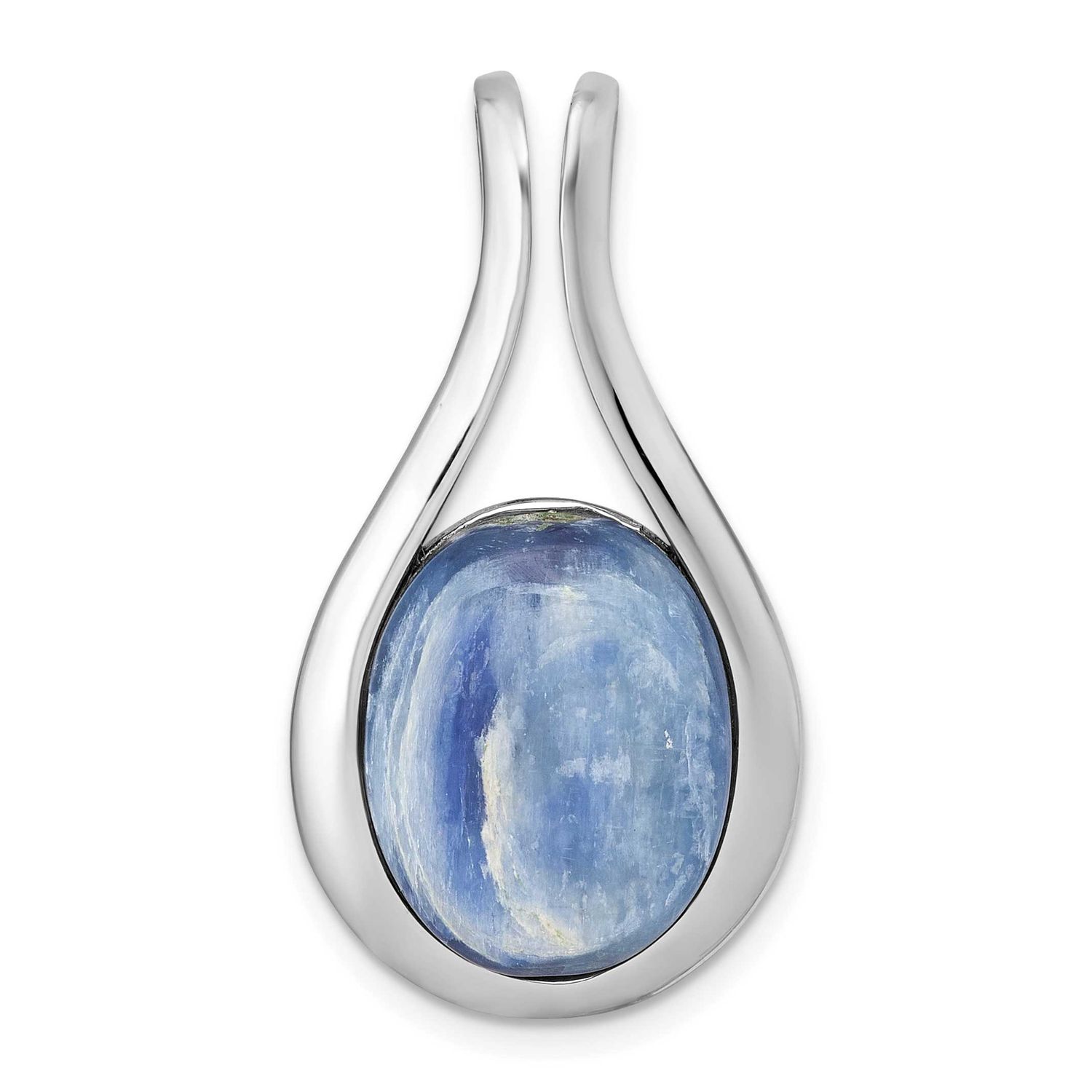 Polished Oval Kyanite Teardrop Chain Slide Pendant 34.55 Inch Sterling Silver Rhodium-Plated, MPN: …
