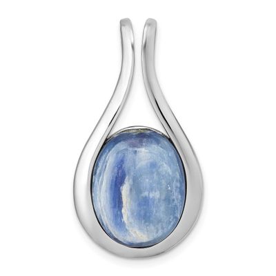 Polished Oval Kyanite Teardrop Chain Slide Pendant 34.55 Inch Sterling Silver Rhodium-Plated, MPN: …