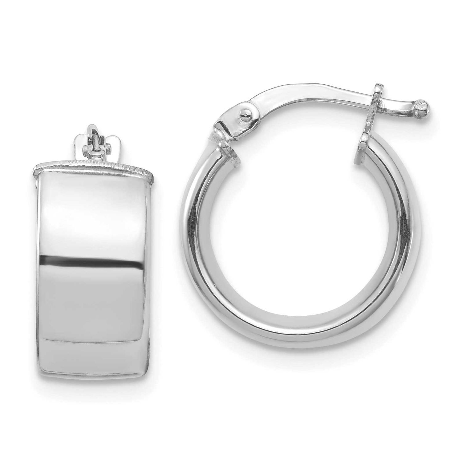 High Polished 7mm Hoop Earrings 10k White Gold, MPN: 10TF1411W, UPC: