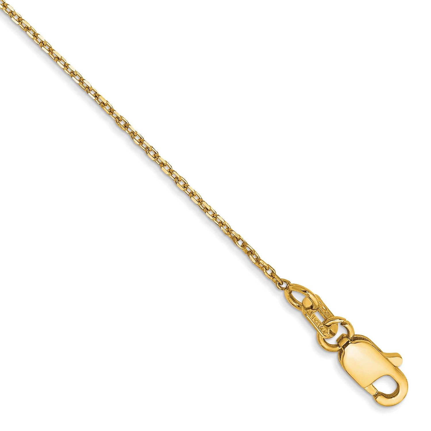 1.0mm Diamond-cut Forzantine Cable Chain Anklet 10 Inch 14k Gold, MPN: PEN339-10, UPC: