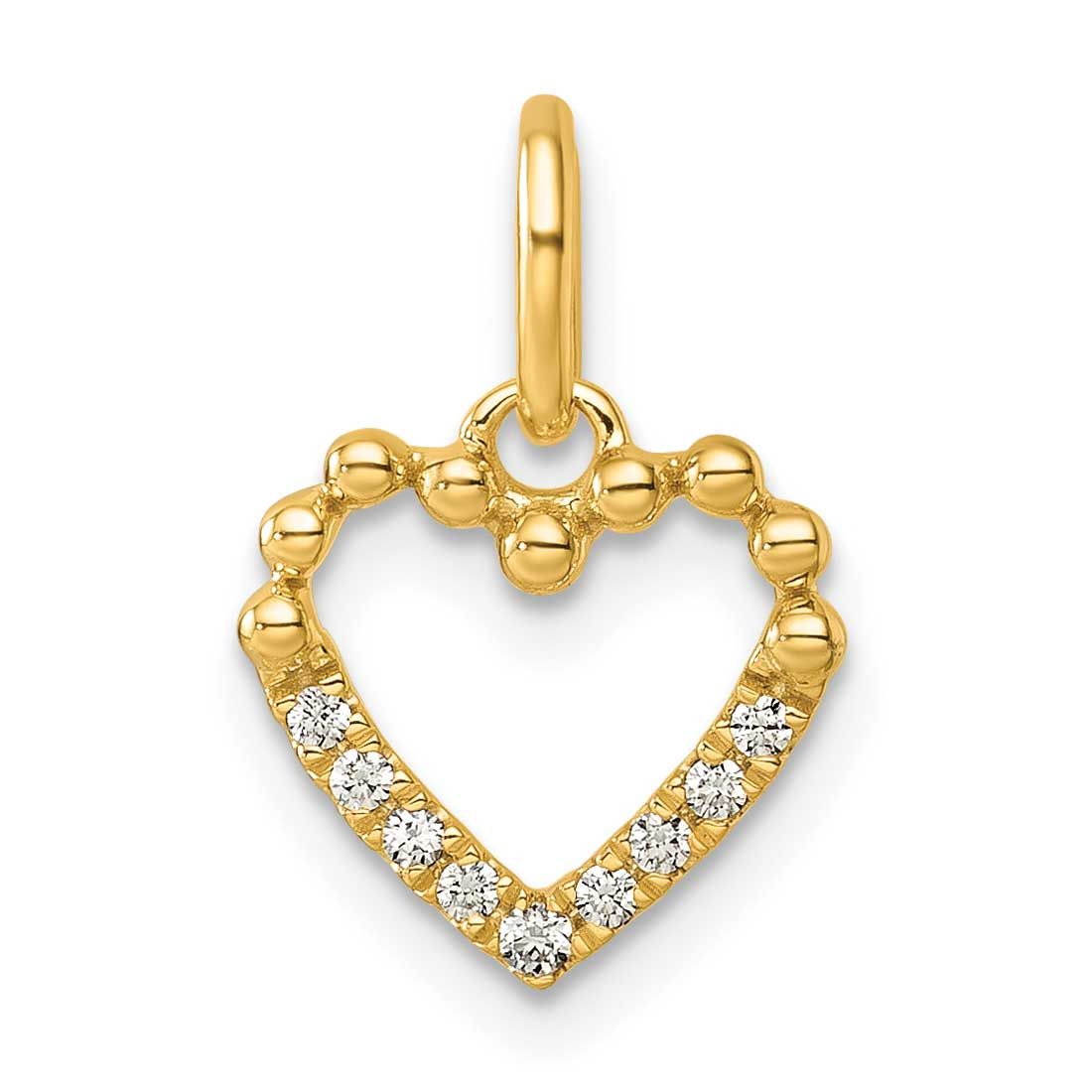Diamond Beaded Heart Pendant 14k Gold Polished, MPN: PM10749-005-YAA, UPC: