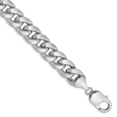 11mm Semi-Solid Miami Cuban Chain 9 Inch 14k White Gold, MPN: BC158W-9, UPC: