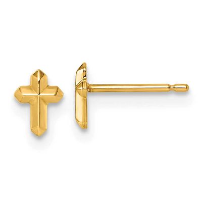 Cross Post Earrings 14k Gold Polished, MPN: YC1633, UPC: