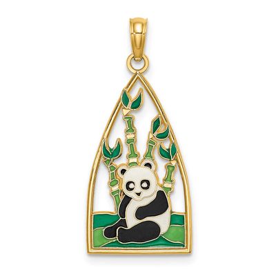 Enamel Panda Bear and Bamboo Charm 14k Gold, MPN: K6838, UPC: 637218126033