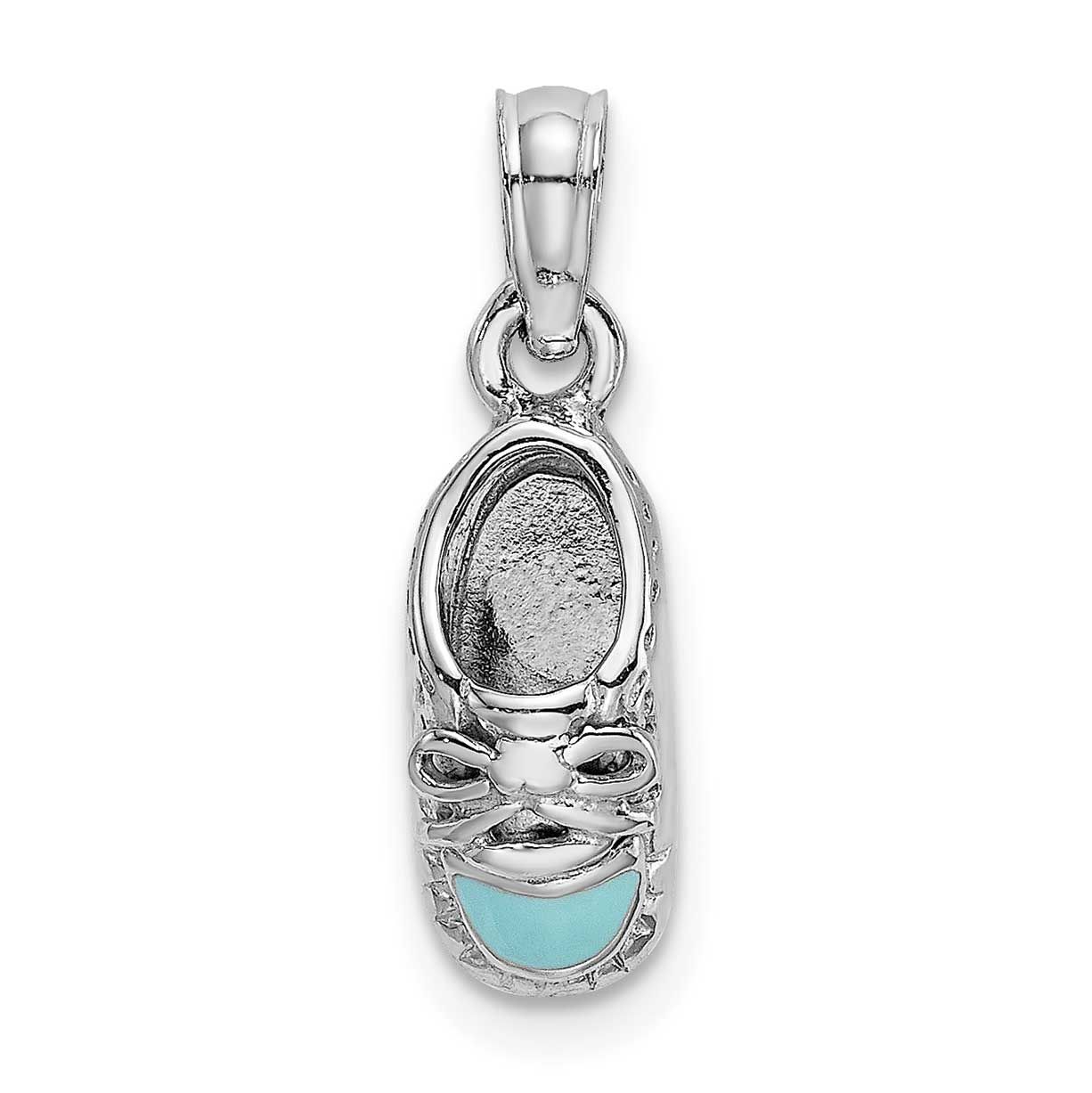 3-D Light Blue Enamel Baby Shoe Charm 14k White Gold, MPN: K7074W, UPC: 637218168729