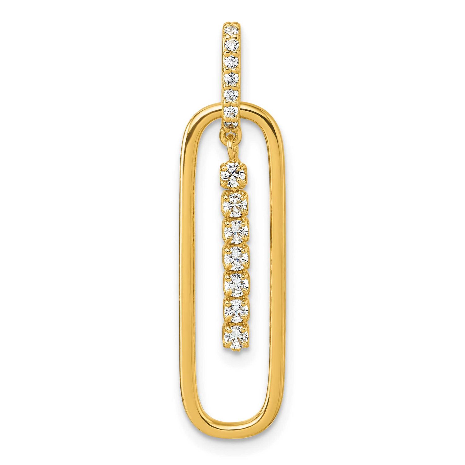 White CZ Oblong Dangle Pendant Sterling Silver Gold-Tone, MPN: QG7150P, UPC: