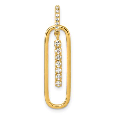 White CZ Oblong Dangle Pendant Sterling Silver Gold-Tone, MPN: QG7150P, UPC: