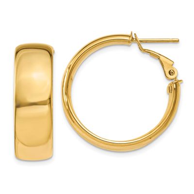 7.75mm Omega Back Hoop Earrings 10k Gold, MPN: 10PRE735, UPC:
