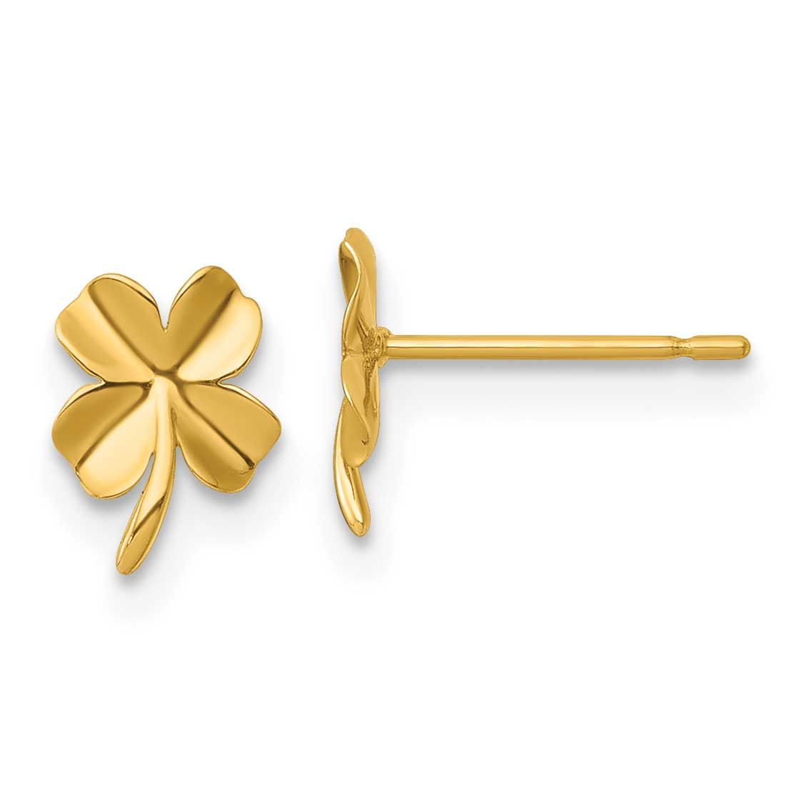 Four Leaf Clover Post Earrings 14k Gold Polished, MPN: YE2295, UPC: