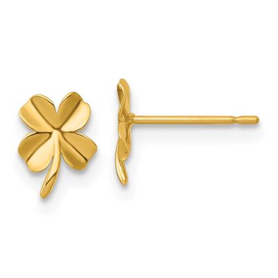 Four Leaf Clover Post Earrings 14k Gold Polished, MPN: YE2295, UPC: