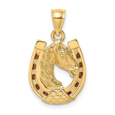 Horse Head In Horseshoe with Enameled Charm 14k Gold, MPN: K8612, UPC: 637218143986