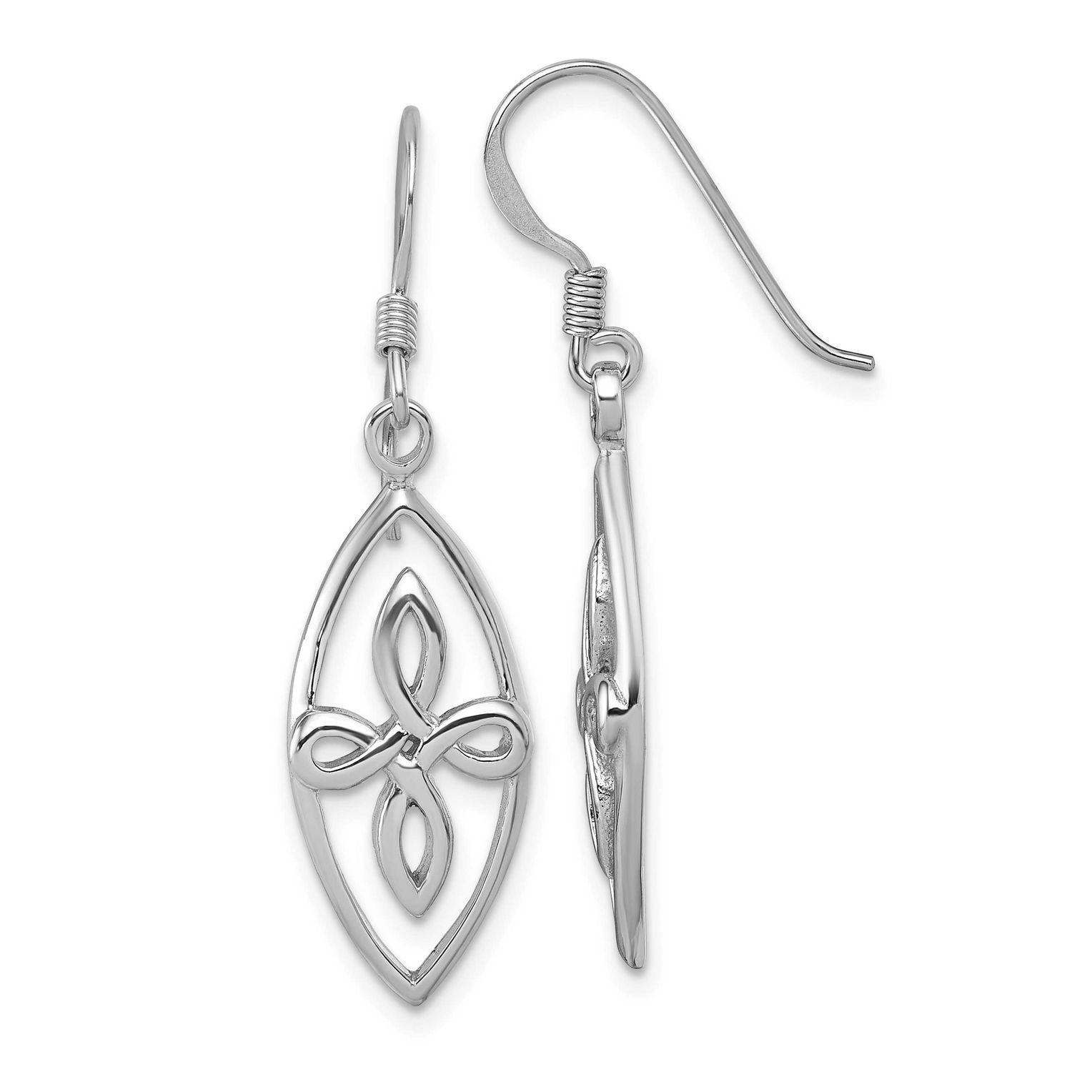 Polished Fancy Dangle Earrings Sterling Silver Rhodium-Plated, MPN: QG7213E, UPC: