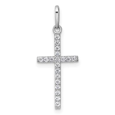 Polished CZ Cross Pendant 10k White Gold, MPN: 10C4992W, UPC: