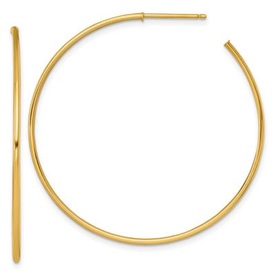 1.2 x 45mm Polished Post Hoop Earrings 14k Gold, MPN: TF2487, UPC: