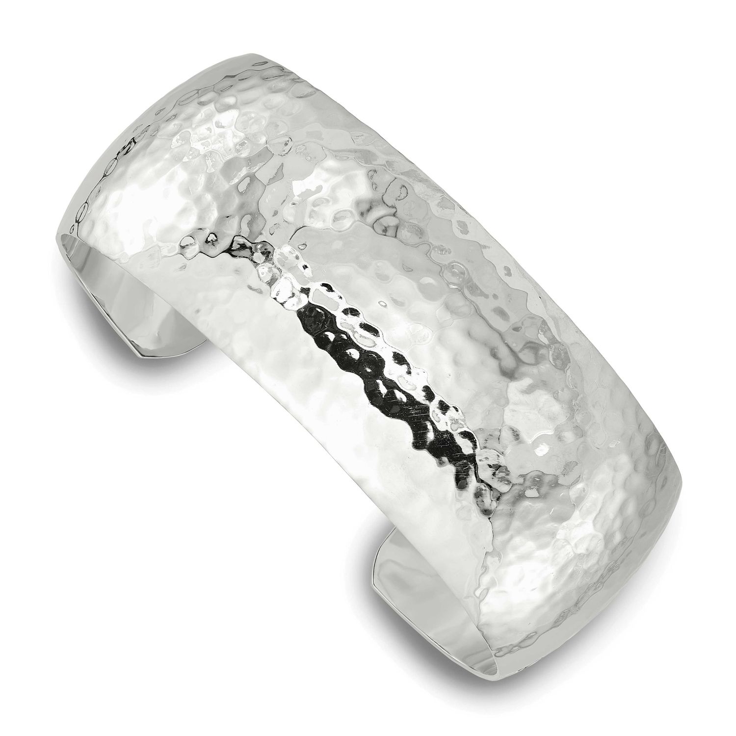 25mm Domed Hammered Cuff Bangle Sterling Silver, MPN: QB1572, UPC: