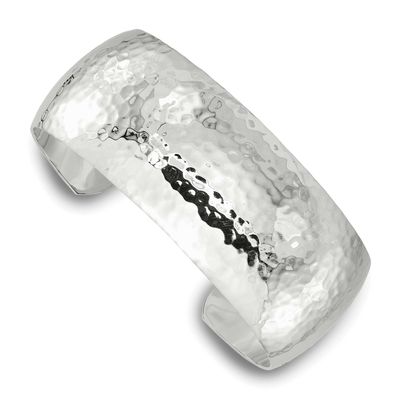 25mm Domed Hammered Cuff Bangle Sterling Silver, MPN: QB1572, UPC: