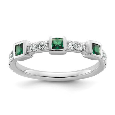 Polished Diamond and Emerald Fashion Ring 14k White Gold, MPN: RM10785-EM-034-WAA, UPC: