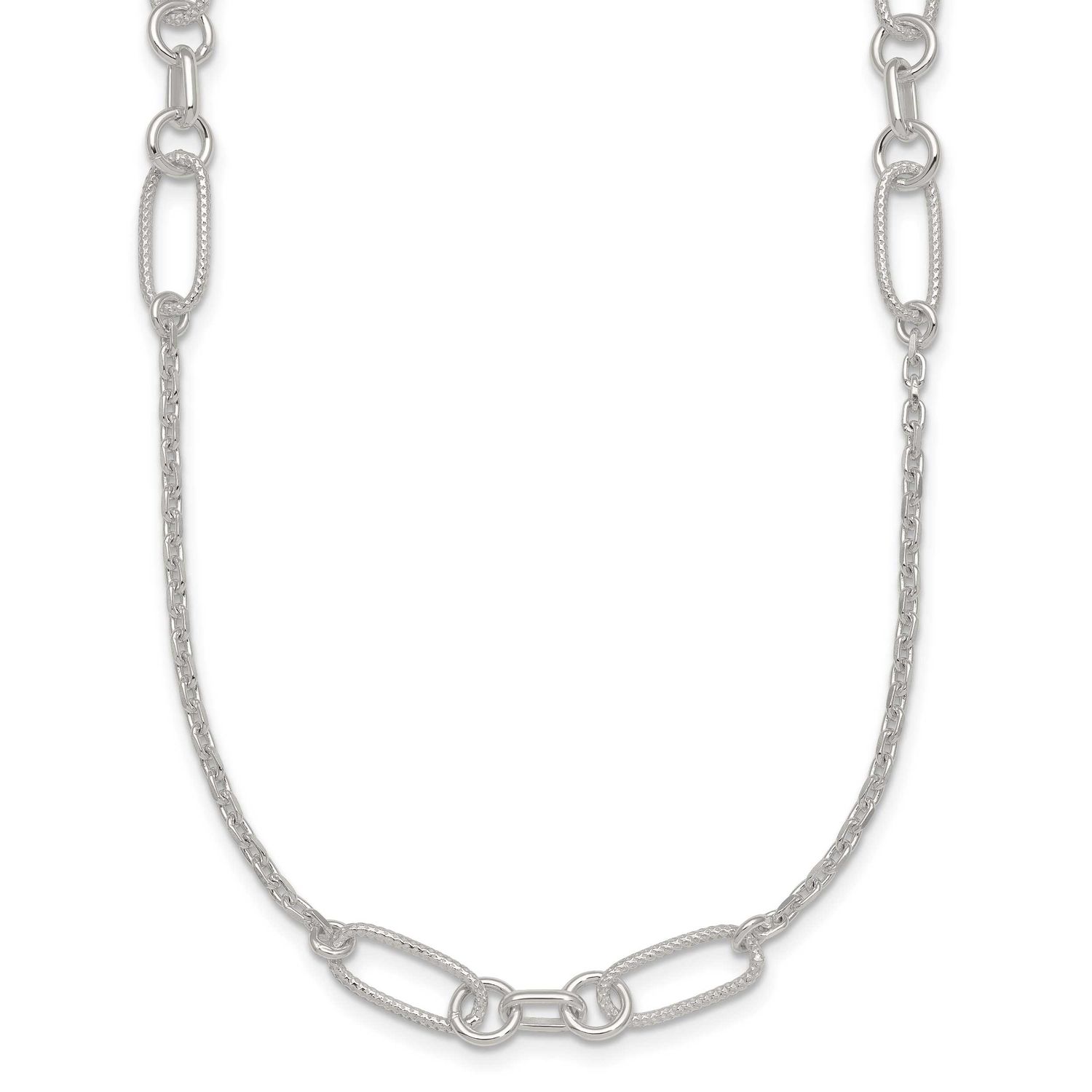 Textured Fancy Link Necklace Sterling Silver Polished, MPN: QG7014-16, UPC:
