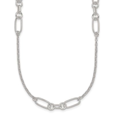 Textured Fancy Link Necklace Sterling Silver Polished, MPN: QG7014-16, UPC: