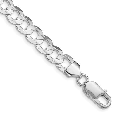 7.8mm Concave Beveled Curb Chain 8 Inch Sterling Silver Rhodium-Plated, MPN: QCBC200R-8, UPC: