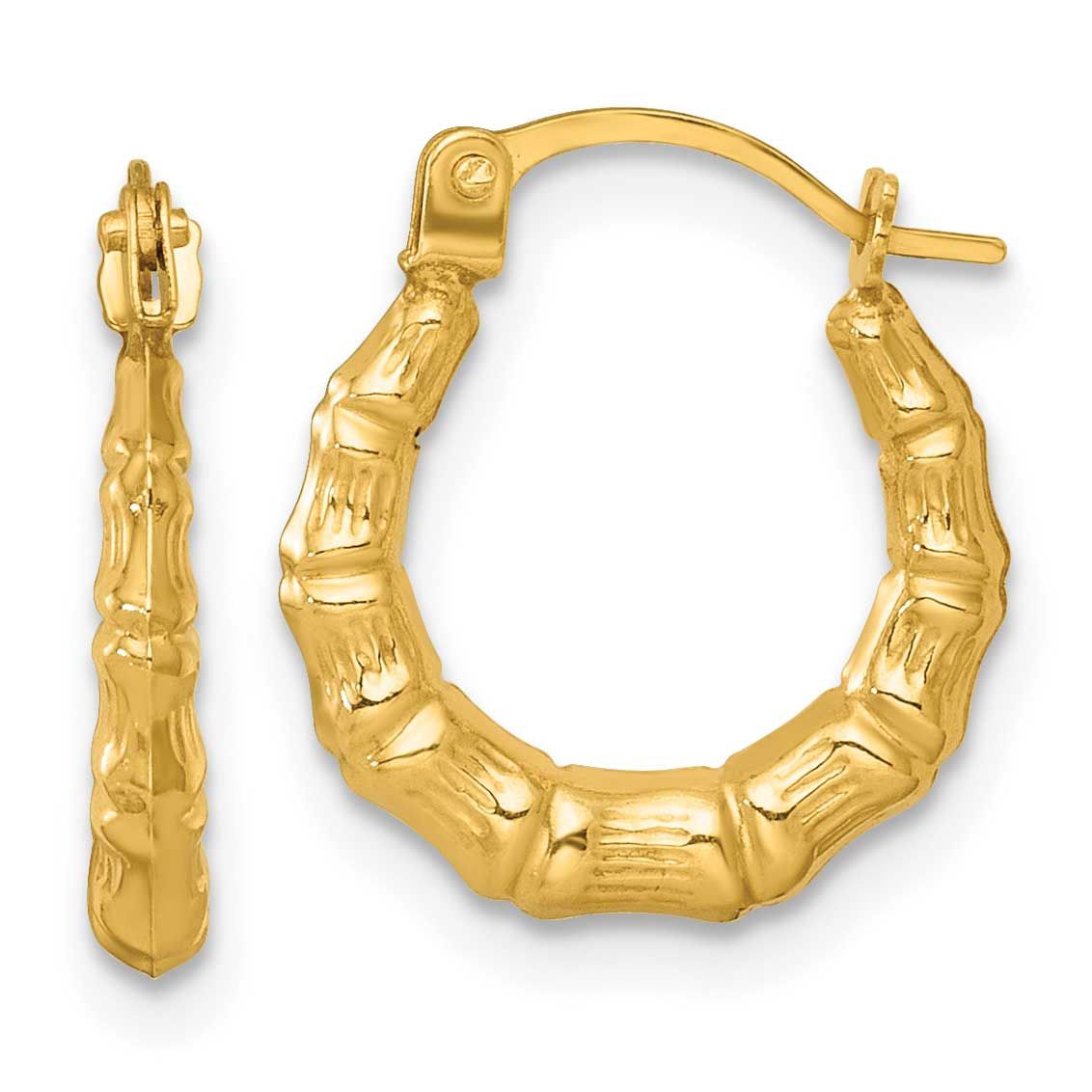 Bamboo Hoop Earrings 14k Gold Polished, MPN: TF2454, UPC: