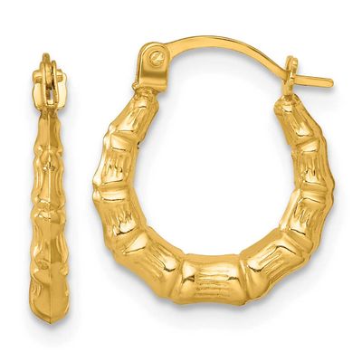 Bamboo Hoop Earrings 14k Gold Polished, MPN: TF2454, UPC: