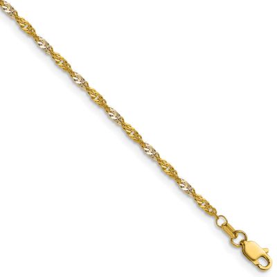 1.9mm Singapore Chain 22 Inch 14k Gold with Rhodium, MPN: PEN335-22, UPC: