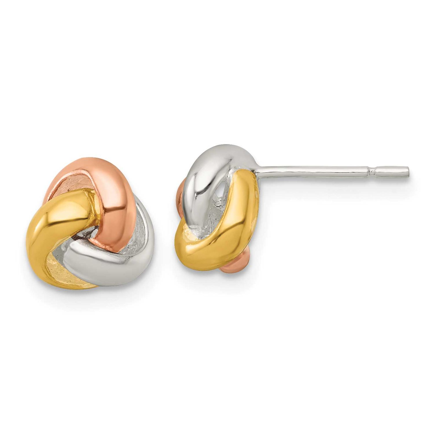Rose-Tone Polished Love Knot Post Earrings Sterling Silver Gold-Tone, MPN: QE18206, UPC: