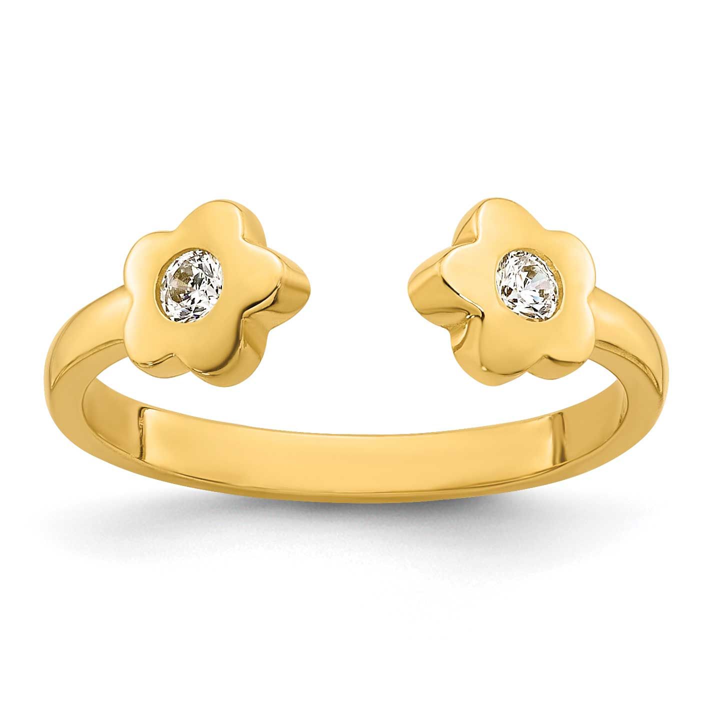 CZ Flower Toe Ring 10k Gold Polished, MPN: 10R987, UPC: