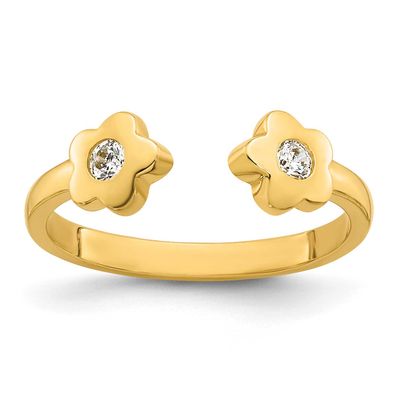 CZ Flower Toe Ring 10k Gold Polished, MPN: 10R987, UPC: