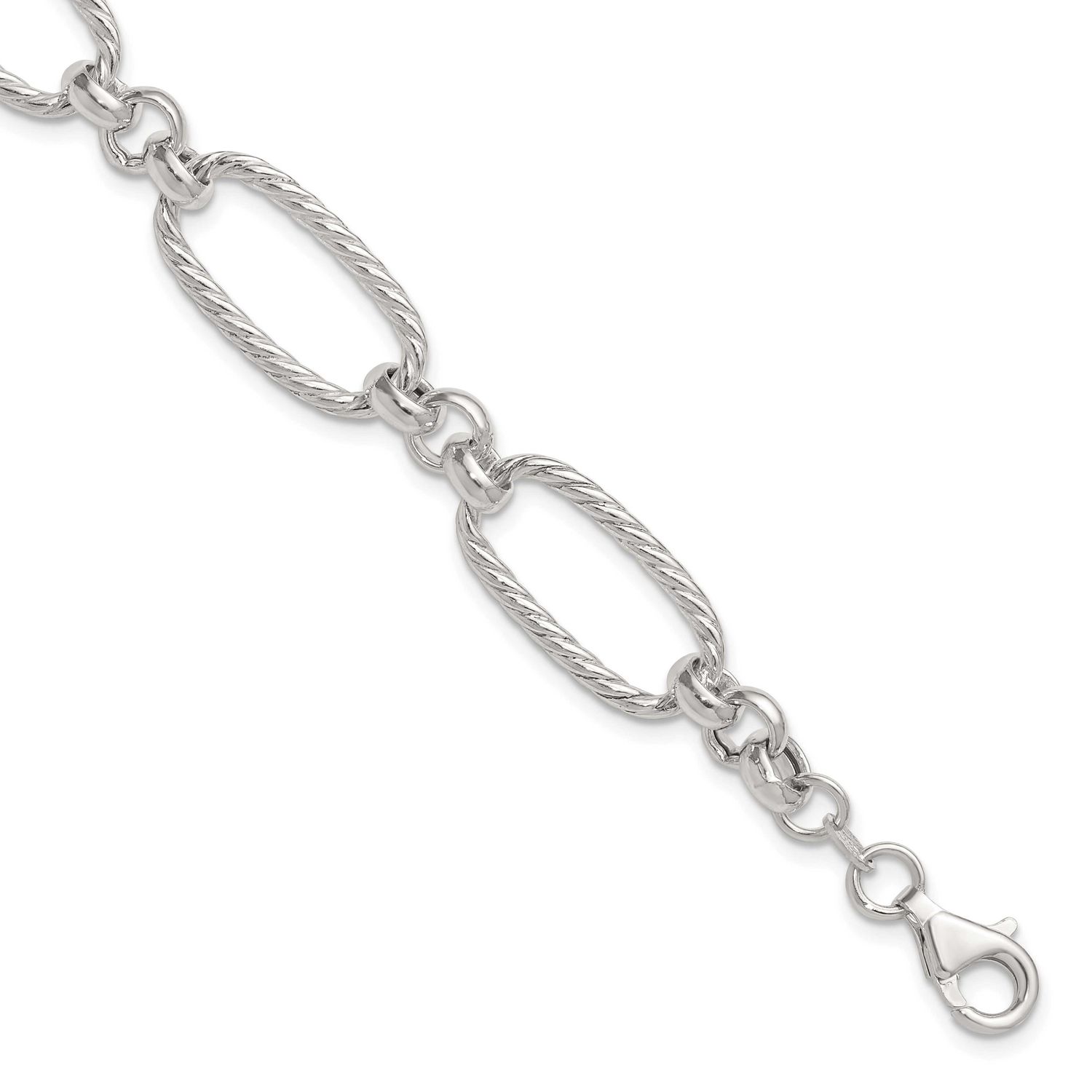 Twisted 7.5 Inch Fancy Link Bracelet Sterling Silver Polished, MPN: QG6811-7.5, UPC:
