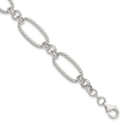 Twisted 7.5 Inch Fancy Link Bracelet Sterling Silver Polished, MPN: QG6811-7.5, UPC: