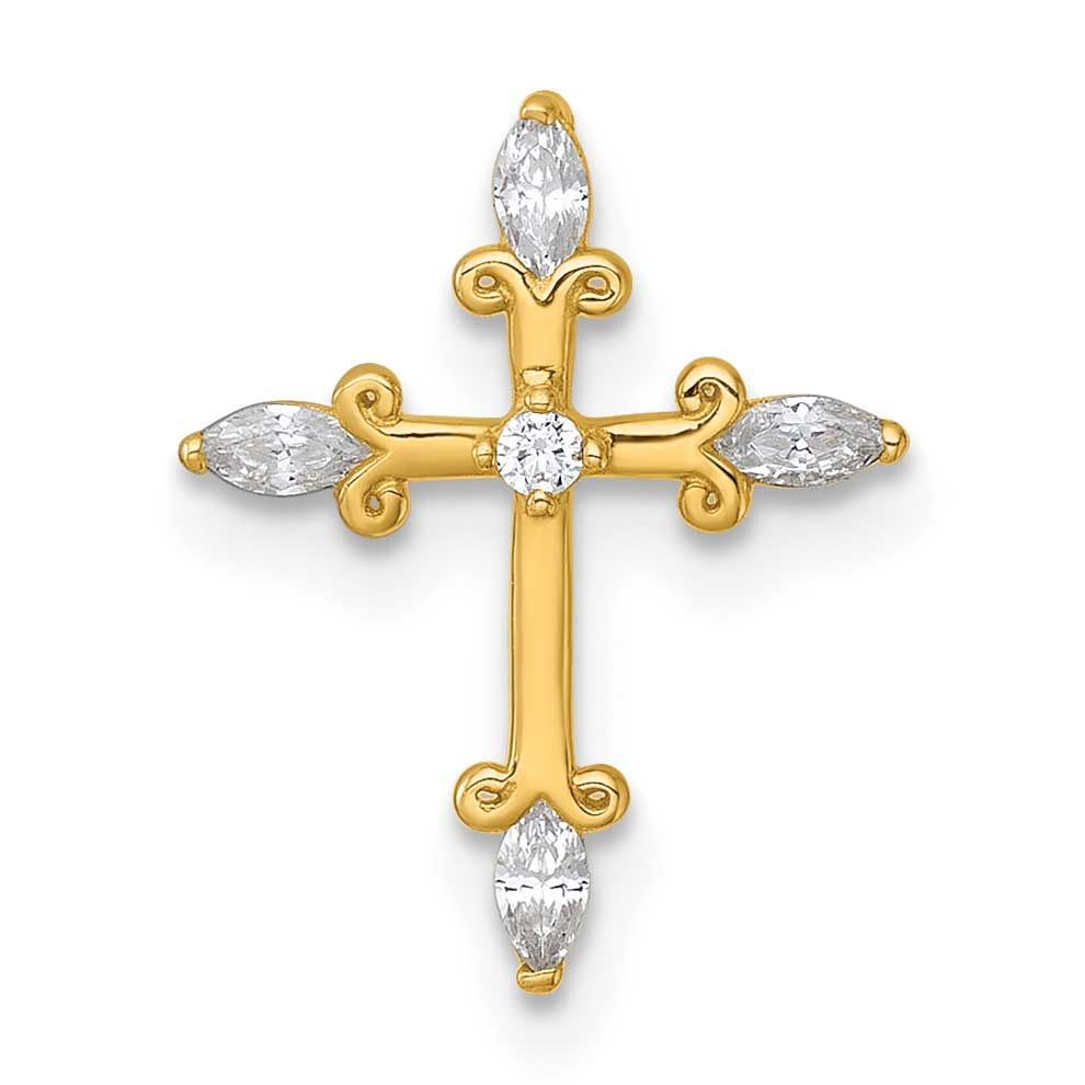 Fancy CZ Cross Chain Slide 14k Gold Polished, MPN: XR2164, UPC: