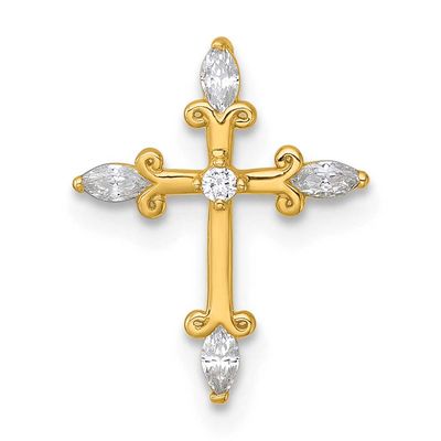 Fancy CZ Cross Chain Slide 14k Gold Polished, MPN: XR2164, UPC: