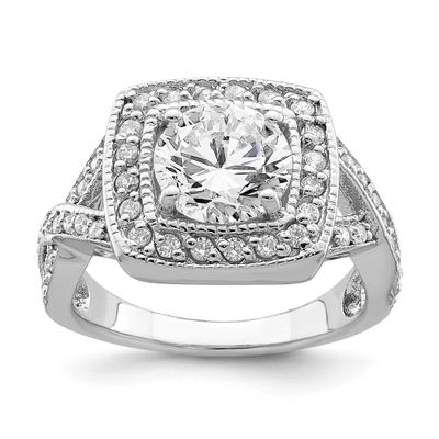 Round 8.10mm CZ Ring Sterling Silver Rhodium-Plated, MPN: QR2045, UPC: 883957186382