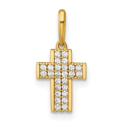 CZ Latin Cross Pendant 14k Gold Polished, MPN: XR2163, UPC: