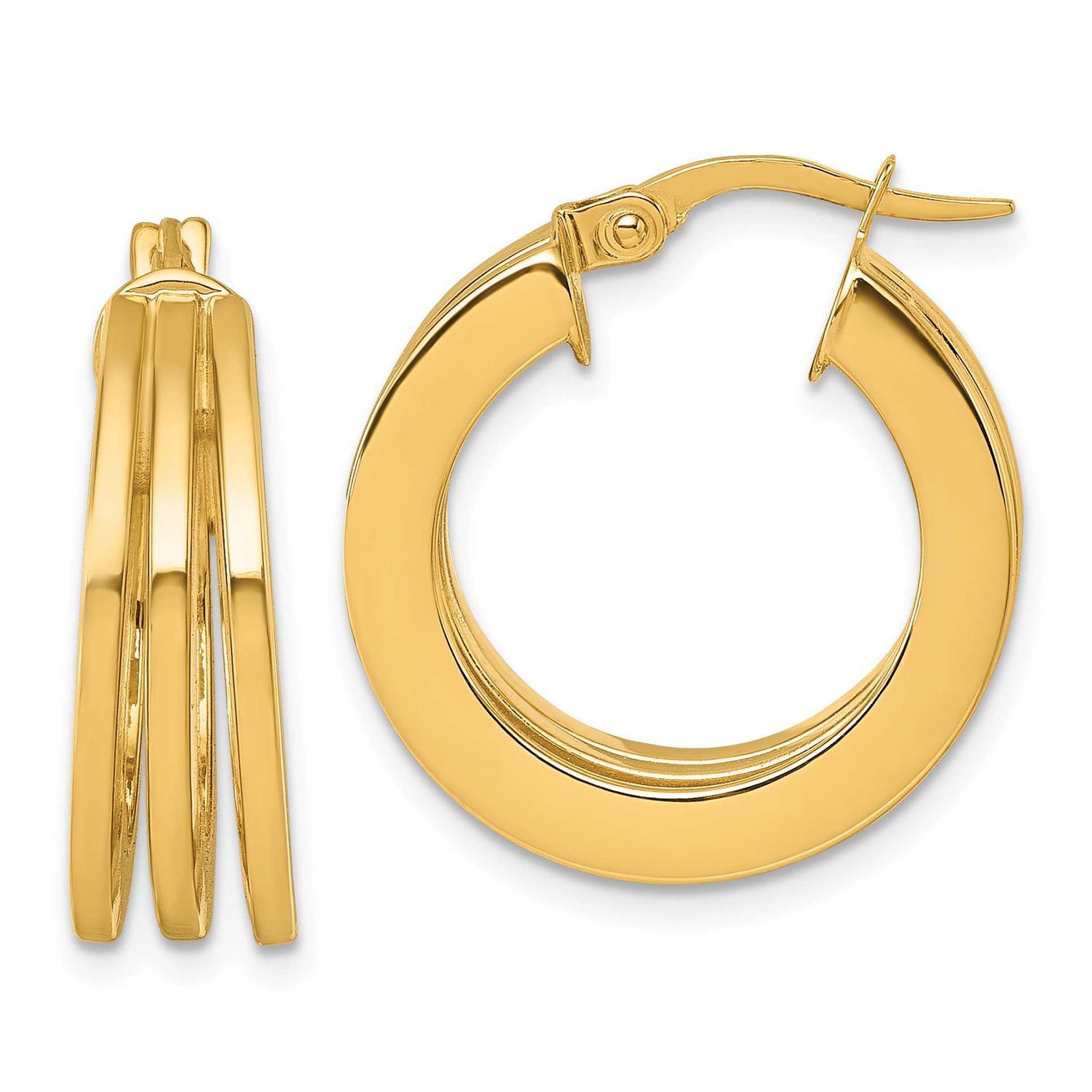 Square Tube Hoop Earrings 14k Gold Polished, MPN: TF2445, UPC: