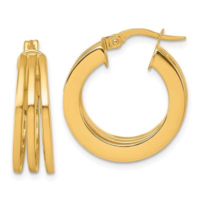 Square Tube Hoop Earrings 14k Gold Polished, MPN: TF2445, UPC: