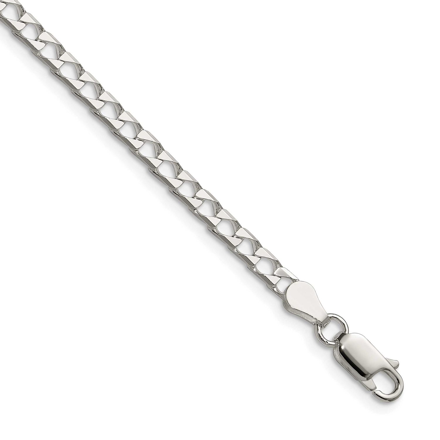 3.25mm Diamond-cut Square Curb Chain 24 Inch Sterling Silver, MPN: QFOC120-24, UPC: