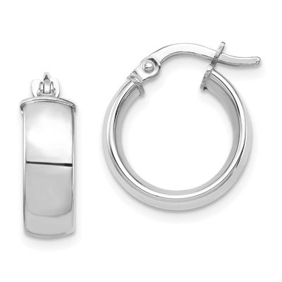 High Polished 5mm Hoop Earrings 10k White Gold, MPN: 10TF1400W, UPC: