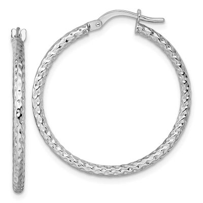 Polished Diamond-Cut Hoop Earrings 14k White Gold, MPN: TF2410W, UPC: