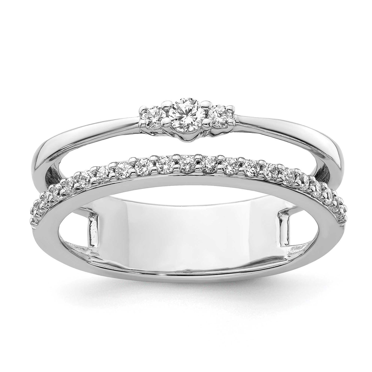 Polished Diamond Double Band Fashion Ring 14k White Gold, MPN: RM9421-025-WAA, UPC: