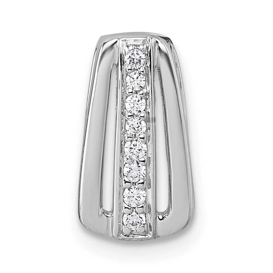 Polished CZ Chain Slide 14.6 Inch Sterling Silver Rhodium-Plated, MPN: QG7155P, UPC: