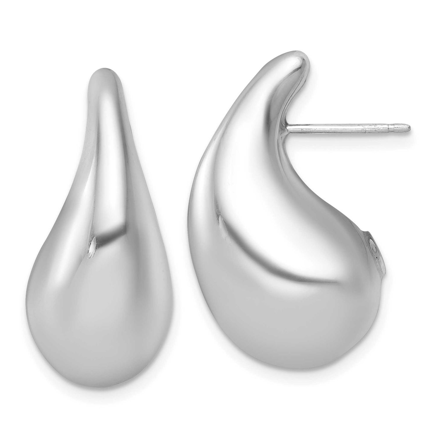 Polished Teardrop Post Earrings Sterling Silver Rhodium-Plated, MPN: QE17973, UPC: