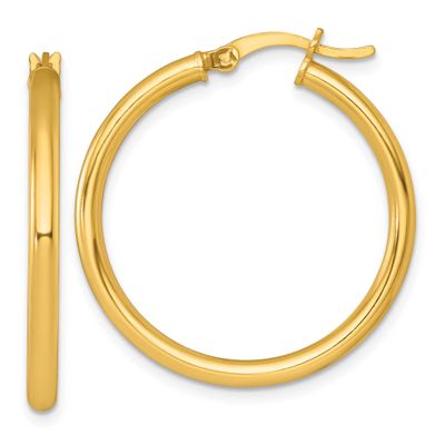 2.5mm Round Hoop Earrings Sterling Silver Gold-Tone Polished, MPN: QE17905GP, UPC: