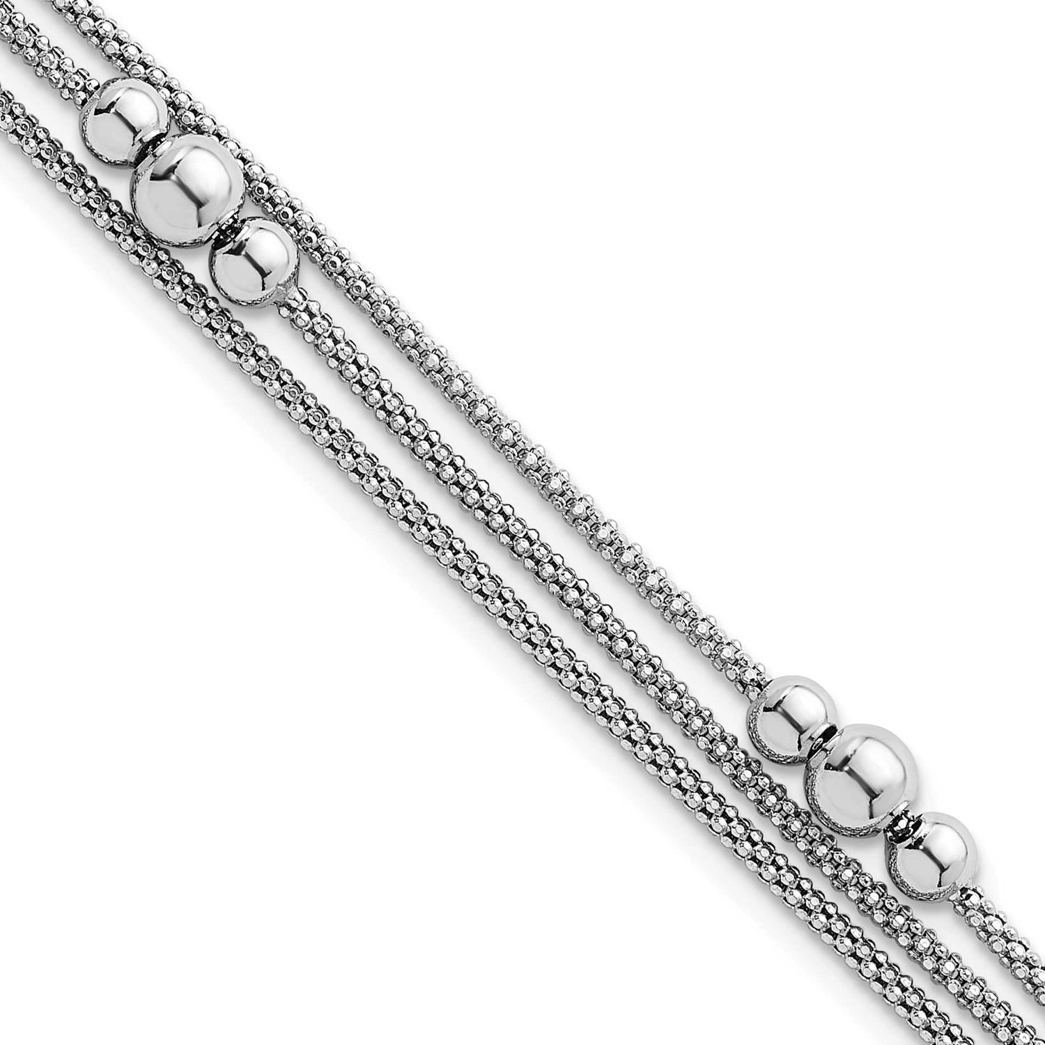 Three Strand 7 Inch with .5 Inch Extender Bracelet Sterling Silver Rhodium-Plated, MPN: QG6946-7, U…