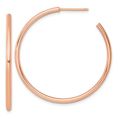 2.0 x 40mm Polished Post Hoop Earrings 14k Rose Gold, MPN: TF2507R, UPC: